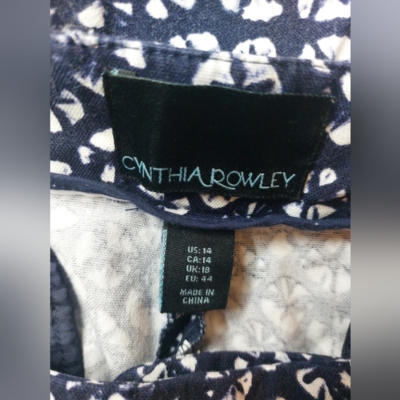 Cynthia Rowley Indigo White Printed Dress Shorts Size 14 Office Date Party Boho - Picture 4 of 9